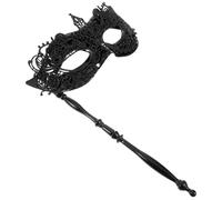Angoily Masque de Bal Masqué en Dentelle Noire pour Femmes, Masque à Main Délicat en Plastique, Accessoire Photo pour Carnaval et Bal de Fin D'année