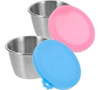 Angoily Mini Boîtes à Sauce avec Couvercle 70ml en Acier Inoxydable 2pcs Faciles à Nettoyer, Résistantes Lave-vaisselle Couleur Aléatoire pour Voyages et Barbecues