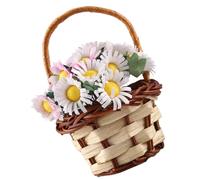 Angoily Mini Panier à Fleurs en Bambou Coloré, Ornement Décoratif pour Maison de Poupée, Modèle Miniature de Panier à Fleurs Artificielles pour Micro-Paysage, Décoration Jardin et Fête,