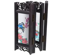 Angoily Mini Paravent Pliable de Bureau Style Chinois Écran Décoratif Antique en Matériau Effet Mat Modèle Miniature Pliant pour Décoration Intérieure Accessoires Photo Ambiance Zen