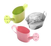 Angoily Miniature Arrosoir Jardin Décoration Petit Arrosoir Fleur Rose Vert et Seau Métal Accessoire Décoratif pour Maison de Poupée et Jeu Imagination Garçon Fille