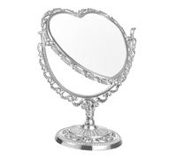 Angoily Miroir De Maquillage Rétro en Forme De Cœur Argenté pour Salle De Bain À Coucher Polyvalent pour Se Maquiller Porter des Lentilles Se Raser Tailler Les Sourcils Élégant