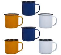 Angoily Mug d'accueil en émail vintage 6 pcs, gobelet à boisson rétro, facile à ranger, pour maison et restaurant Couleur Aléatoire