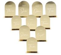 Angoily Numéros de Table en Acrylique Sculpté Doré en 3D, Lot de 10 Pièces, Design Épuré, pour Mariage et Fête, Marque-Places Noms à Écrire au Stylo à Huile