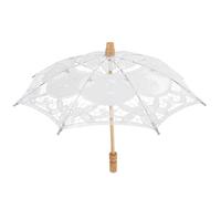 Angoily Ombrelle Mariage en Dentelle Blanche en Coton Léger avec Manche en Bois, Accessoire Élégant pour Photographie Nuptiale et Protection Solaire Lors de Mariages