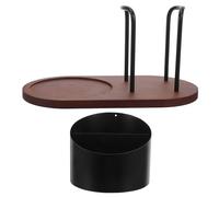 Angoily Organisateur Station de Café Petit, Étagère de Rangement Compartimentée en Bois pour Capsules, Tasses et Agitateurs, Support Compact pour Accessoires et Condiments, pour Comptoir