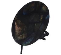 Angoily Ornement en Labradorite Disque Rond Unique pour Décoration de Bureau et Maison, Pierre Naturelle Noire Compacte, Ensemble Élégante et Délicate