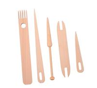 Angoily Outils De Métier à Tisser en Bois 5 Pièces, Aiguilles De Tissage avec Navette, Artisanat Tapisserie, Ensemble pour Loisirs Créatifs, Usage Tricot Mural Et Textile, Collection Complète