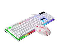Angoily Pack Clavier et Souris de Jeu Blanc Clavier Ordinateur avec Rétroéclairage Coloré Souris USB pour Ordinateur Gamer