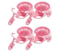 Angoily Panier à Fleurs Décoratif Tressé en Faux Rotin, Tricycle Décoratif Rose 4 Pcs, Centre de Table pour Jardinière, Pot de Fleurs Artificielles pour Décoration Intérieure et