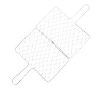 Angoily Panier à Griller Métallique Résistant Chaleur pour Poisson et Viande Panier de Cuisson Portable avec Poignée Longue Rack de Barbecue Robuste pour Pique- et Grillades Extérieur