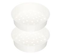 Angoily Panier Vapeur Plastique Blanc 2 Pièces, Panier Vapeur Rond Compact Facile à Ranger pour Fruits de Mer et Maïs, Accessoire la Cuisine Pratique