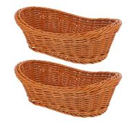 Angoily Paniers en Plastique Imitation Rotin Lot de 2 pour Fruits Secs et Collations Adaptés Centre Commercial Cuisine Marron Clair Réutilisable