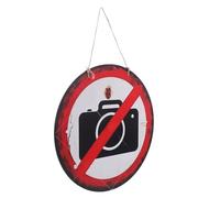 Angoily Panneau D’Interdiction de Photographier Rond en Bois 30X30 CM Décoration Murale Rétro pour Club Maison et Pub Panneau D’Avertissement Extérieur « Interdit de Filmer » Solide et