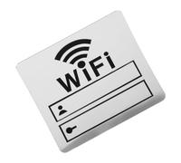 Angoily Panneau Wi-fi Autocollant en Acrylique Miroir Argenté 10x10 Cm, Affichage Identifiant et Mot de Passe Wi-fi pour Restaurant Bureau Chambre Crèche, Signalétique Réseau sans Fil Hôtel