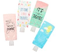 Angoily Paquet Souple Étanche 4 Pcs 100 Ml - Cosmétique à Pression - Kit Voyage Cabine pour Shampooing Lotion - Trousse Toilette Voyage avec Emballage Coloré (rose, Blanc, Bleu, Vert