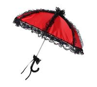 Angoily Parapluie de Mariée en Dentelle Rouge Brodée, Petite Ombrelle Légère et Pliable pour Accessoires de Photographie de Mariage, Parasol Solaire Élégant pour Cérémonies et Décorations