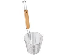 Angoily Passoire à Pâtes en Acier Inoxydable 23 Cm avec Panier Passoire Maille Fine et Poignée Bois, Cuillère à Pâtes Résistante Cuisine Professionnelle et Usage Domestique