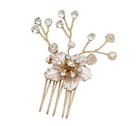 Angoily Peigne à Cheveux en Alliage Doré Orné de Strass et Insert Floral Accessoire Coiffure Mariage 1 Pièce Bijou Cheveux Élégant pour Cérémonie et Fête