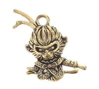 Angoily Pendentif Roi Singe Figurine Du Roi Singe Charmes Du Roi Singe Charme De Collier De Singe Charmes Chinois Bonne Chance Statue De Singe En Métal Laiton Dark Brown