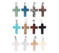 Angoily Pendentifs en Pierre Naturelle Forme Croix 12 Pièces pour Bijoux Diy, Accessoires Équilibrants et Contemplation, pour Création Artisanale Couleur Aléatoire