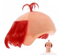 Angoily Perruque de samouraï chauve - Orange - Accessoire amusant réutilisable en vinyle pour cosplay, Halloween, déguisement, vidéos et spectacles théâtraux comédies