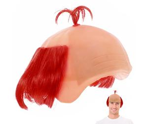 Angoily Perruque de samouraï chauve - Orange - Accessoire amusant réutilisable en vinyle pour cosplay, Halloween, déguisement, vidéos et spectacles théâtraux comédies