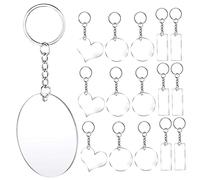 Angoily Pièces Porte-clés En Acrylique Plaine Vide Mignon Porte-clés De Formes Blancs Pendentif Clé Bricolage Ébauches De Porte-clés De Sublimation Fournitures De Clés Métal Transparent