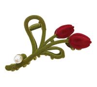 Angoily Pince à Cheveux Griffe Tulipe Grosse Taille en Velours, Pince pour Femmes et Filles, Accessoire Coiffure Automne-hiver, Barrette Fleur Douce et Résistante, Maintien Confortable