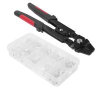 Angoily Pince à Sertir Câble en Acier Inoxydable Sertissage 8 Forme, Kit 1 Pince Manuelle Portable 150 Viroles en Aluminium pour Travaux Électriques et Pêche en Extérieur