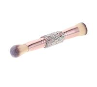 Angoily Pinceau de Maquillage Double Embout avec Strass Poils Doux Manche Rose Pinceau Fond de Teint Blush et Poudre pour Application Visage Précise et Retouches en Déplacement