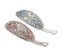 Angoily Pinces à Cheveux Mécanisme à Ressort Sécurisé 2pcs Vintage en Métal et Solution Rapide pour Coiffure Élégante Quotidien, Couleur Rose et Bleu