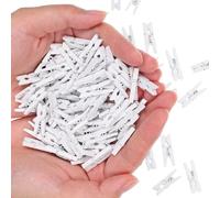 Angoily Pinces à Linge en Bois Mini 100 Pcs Ressort Métallique 2,8 CM pour Décoration Mariage et Chambre Blanc