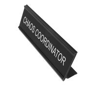 Angoily Plaque Nominative de Bureau en Alliage d'Aluminium L Forme « Coordinateur du Chaos » 6X20 CM Stable et Compacte pour Bureau à Domicile et Événements Panneau Décoratif Fonctionnel