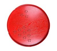 Angoily Plateau à Thé Rond en Bois Rouge Ajouré Plateau Décoratif pour Cérémonie de Mariage Accessoire Mariage Élégant Creux 1 Pièce Décoration Intérieure Maison Cuisine