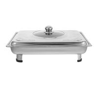 Angoily Plateau avec Couvercle, Facile à Ranger de Service Alimentaire Rectangulaire en Acier Inoxydable pour Buffet Self-service et Mariages