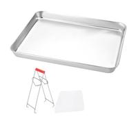 Angoily Plateau en Acier Inoxydable 3 Pièces 26,5x20,5x1,2 Cm pour Cuisson Vapeur et Four, Plat Rectangulaire Multifonction Cuisine Professionnelle et Service Traiteur