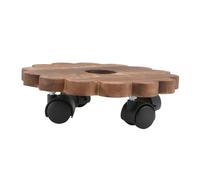 Angoily Plateau Rond en Bois Massif avec roulettes et Frein Diagonal Diamètre 25 CM Support Mobile pour Pots de Fleurs Plateau de Déménagement pour Plantes Balcon et Intérieur