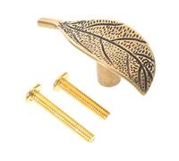 Angoily Poignée de Tiroir en Laiton Massif Forme Feuille Finition Patinée Vintage Poignée Rustique pour Placard et Commode Compatible la Cuisine Style Campagnard Bouton Décoratif