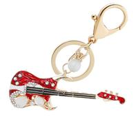Angoily Porte-clés Guitare en Métal Rouge pour Garçon et Filles Décoration Créative de Paquet et Porte-monnaie, Ornement Suspendu pour Présent de Noël