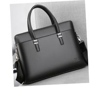 Angoily Porte-Documents d'affaires Cuir de Vachette pour Ordinateur Portable Homme, Bandoulière Résistante, Compartiment Spacieux, Sacoche Étanche Noir, Usage Professionnel et Quotidien