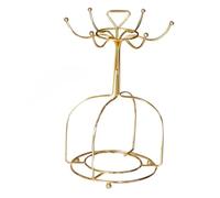 Angoily Porte-Tasses Cuisine en Métal Support à Tasses Autoportant Finition Dorée Électrolytique Organisateur de Tasses à Thé Amovible pour Rangement et Séchage pour Table Cuisine