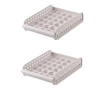 Angoily Porte-œufs Ménager en Plastique Blanc, Étagère à Œufs à Double Couche Design Rainuré, Conservateur de Fraîcheur Pratique pour Réfrigérateur Cuisine ou Restaurant