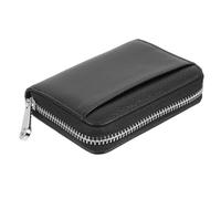 Angoily Portefeuille de Cartes Compact en Cuir de Vache Noir à Soufflet