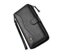 Angoily Portefeuille Masculin Long en PU Noir, Grosse Capacité, Toucher Confortable, Style Mode, Portefeuille Pratique pour Shopping ou École Couleur Aléatoire