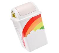 Angoily Poubelle Arc-en-Ciel en Plastique Couvercle à Secouer 1 Pièce Design Dessin Animé pour Chambre Salle de Bain Cuisine Conteneur à Déchets Pratique et Décoratif