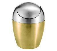 Angoily Poubelle De Bureau Compacte Dorée Petite Taille Couvercle, Plastique Solide, Adaptée Bureau Et Chambre, Poubelle De Comptoir Pour Organisation,