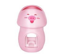 Angoily Presse-Tube de Dentifrice Automatique Design Cochon en Plastique Rose Support Mural pour Brosse à Dents, Accessoire Pratique pour Rangement Salle de Bain