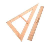 Angoily Règle D’angle en Bois 50 Cm Règle Plate 50 Cm, Lot de 2 Pièces, Matériel Pédagogique Vintage pour École, Bureau et Couture, Double Graduation Précise pour Dessin Technique