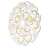 Angoily Rosace de Plafond Ronde en Plastique Robuste, Médaillon D'éclairage Creux Blanc et Doré, Anneau de Protection pour Lustres et Ventilateurs, Décoration Plafond Élégante, Style